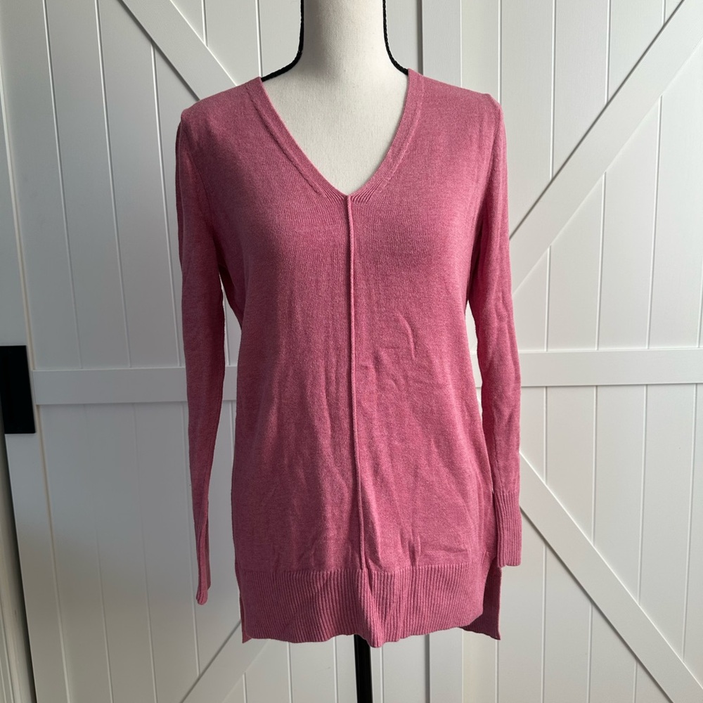 Old Navy Pink Women's Tunic Sweater Small Hi Low Hem Soft V Neck Casual